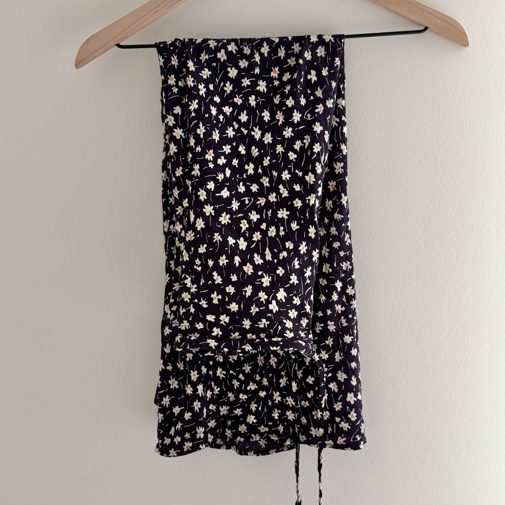 Madewell Black Floral Maxi Skirt with Side Slit